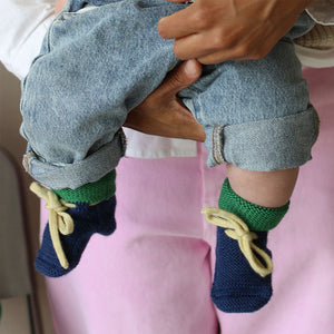 Happy Booties - 100% Merino Wool - Colourblock (0-9m)