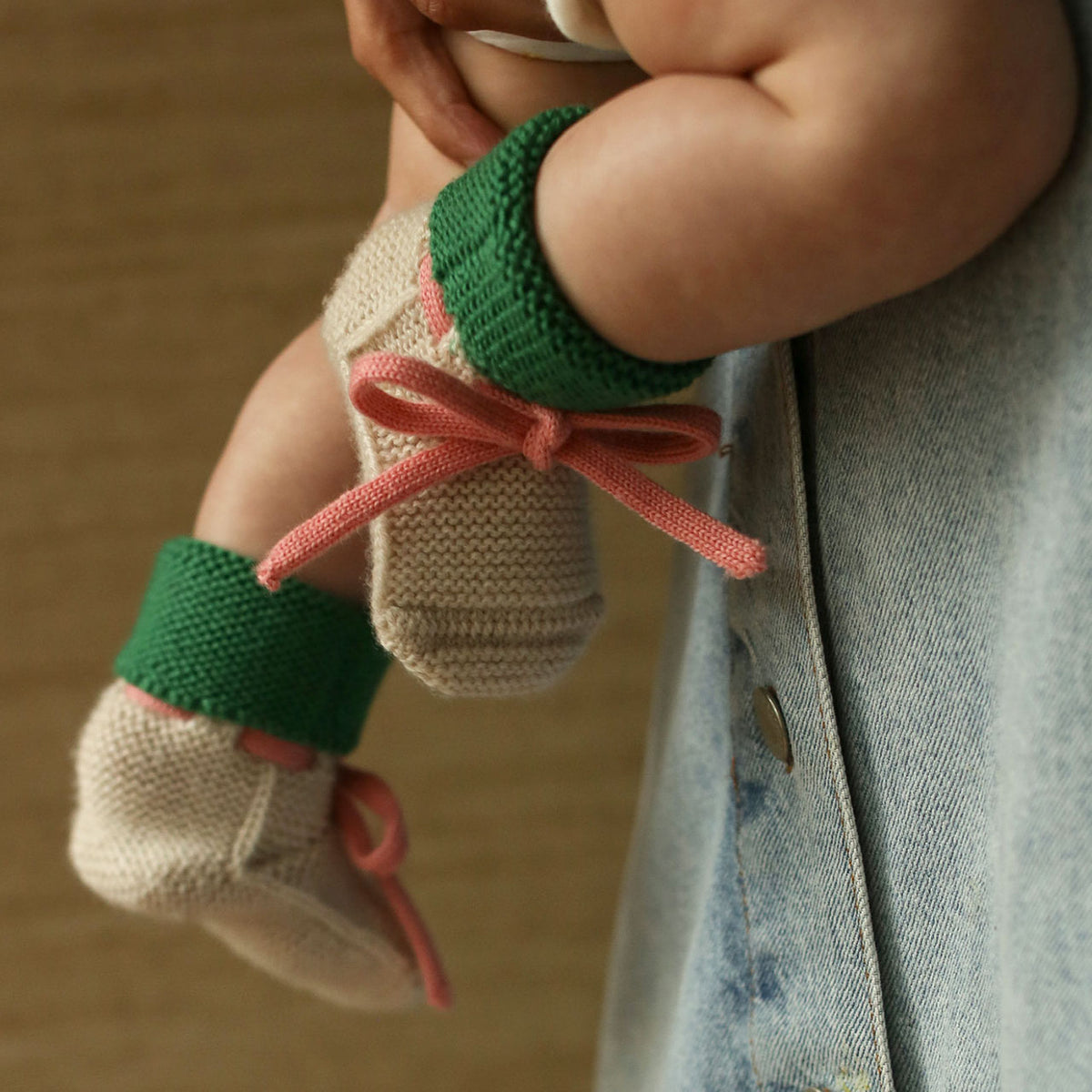 Happy Booties - 100% Merino Wool - Colourblock (0-9m)