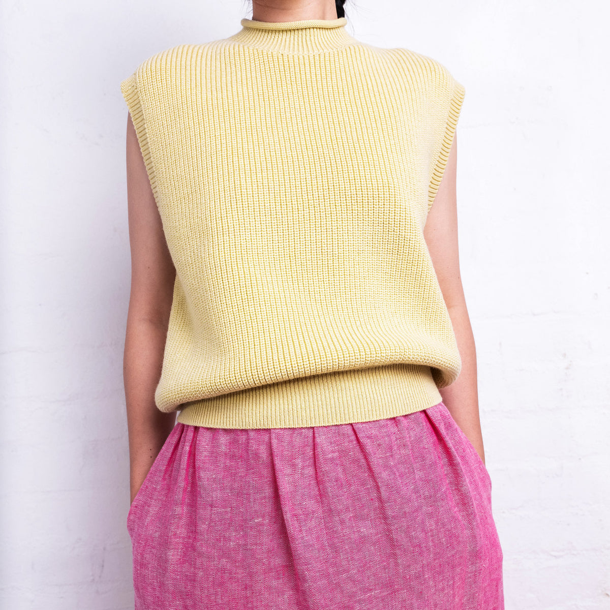 Women's Knitted Vest - 100% Merino Wool - Light Yellow (L-XL) *Last One!