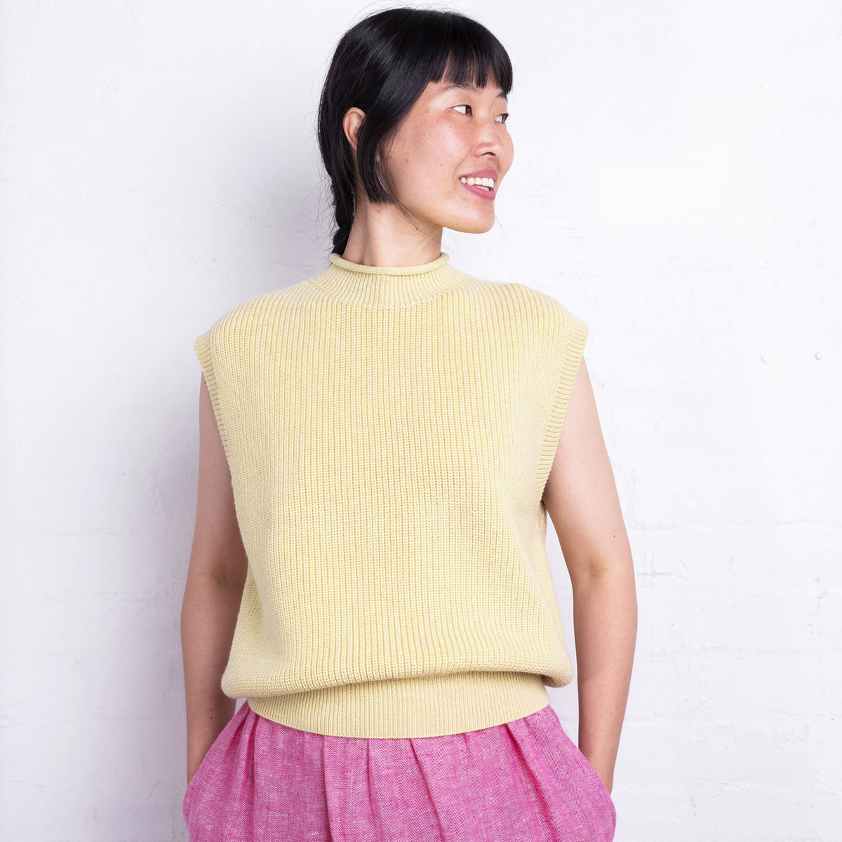 Women's Knitted Vest - 100% Merino Wool - Light Yellow (L-XL) *Last One!