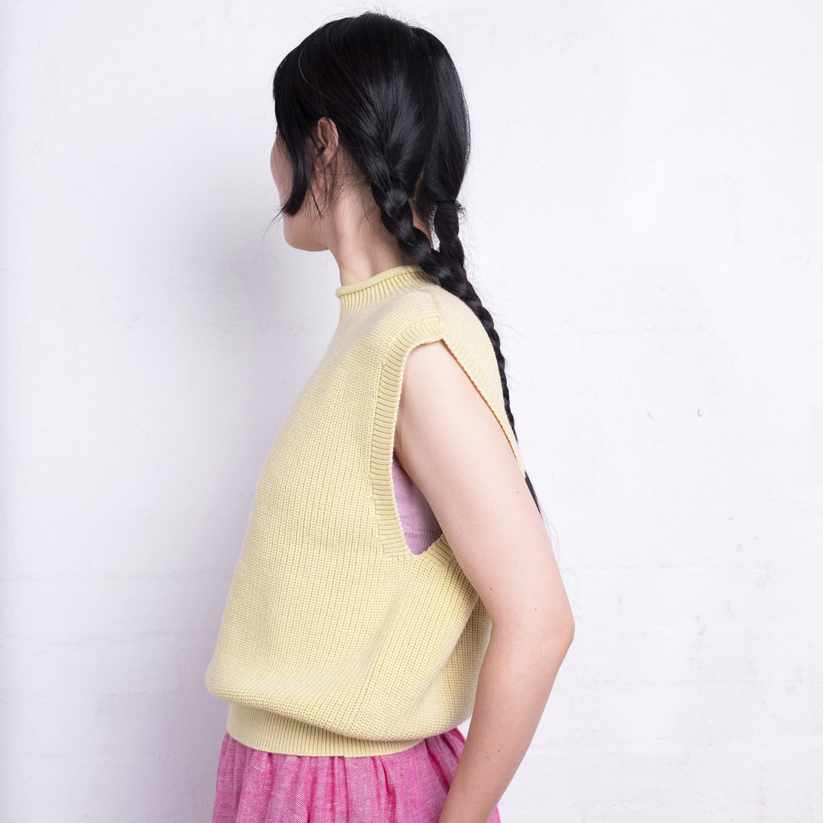 Women's Knitted Vest - 100% Merino Wool - Light Yellow (L-XL) *Last One!
