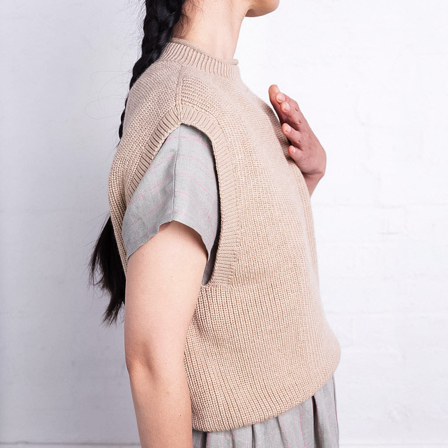 Women's Knitted Vest - 100% Merino Wool - Sand (S-XL) *Returning 2026