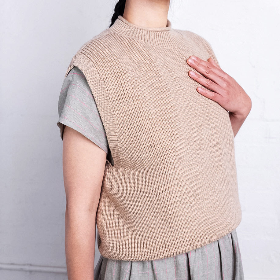 Women's Knitted Vest - 100% Merino Wool - Sand (S-XL) *Returning 2026