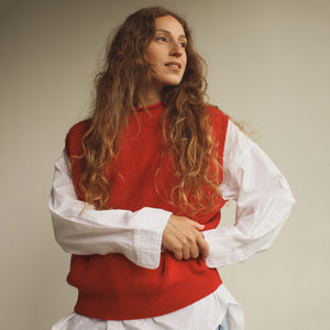 Women's Knitted Vest - 100% Merino Wool - Light Yellow (S-M)