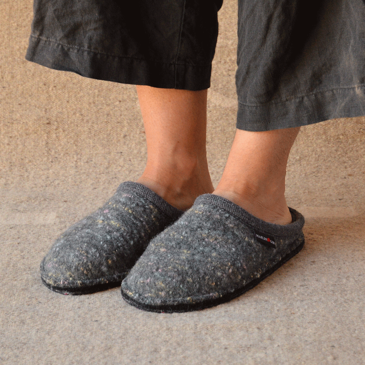 Boiled Wool Slippers - Flair Enjoy - Grey Multi (Adults 36-46)