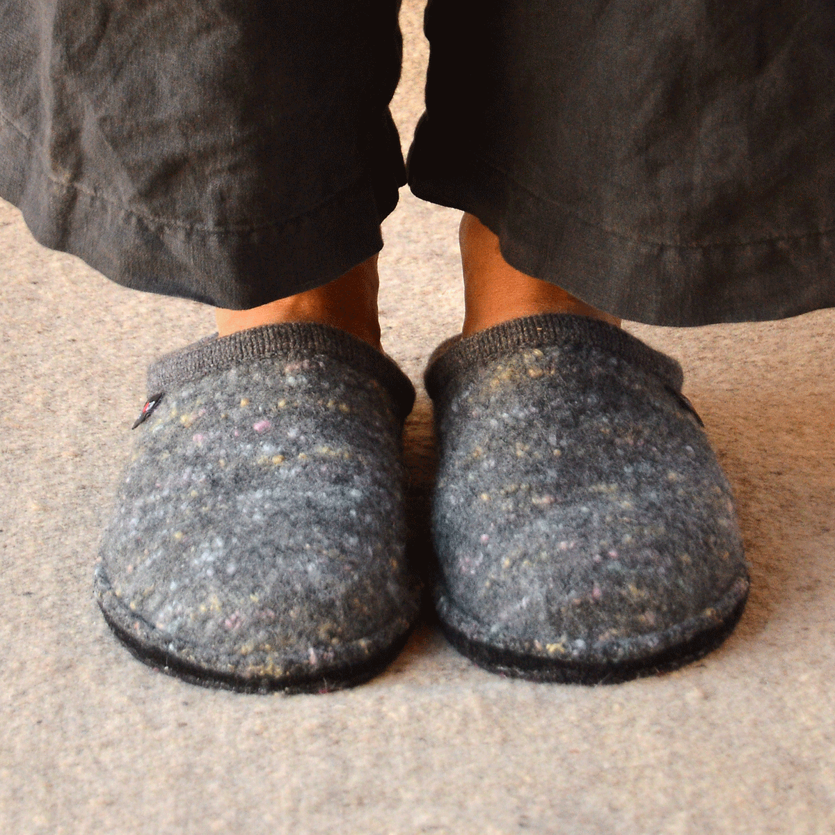 Boiled Wool Slippers - Flair Enjoy - Grey Multi (Adults 36-46)