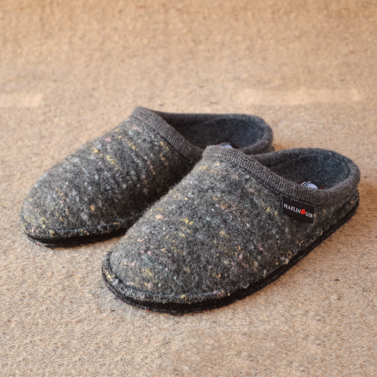 Boiled Wool Slippers - Flair Enjoy - Grey Multi (Adults 36-46)