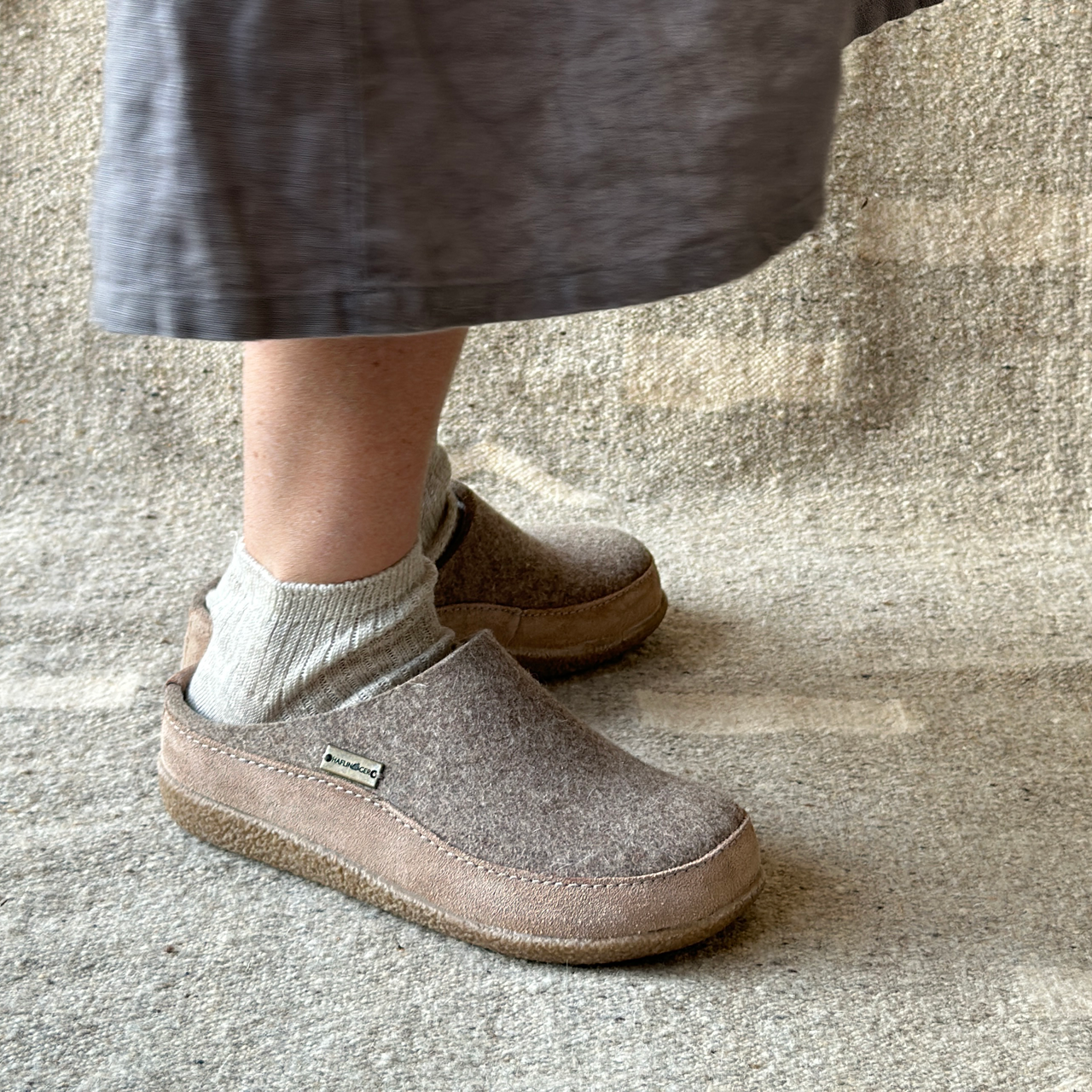 Wool Felt Clogs for Adults by Haflinger from Woollykins Beige Taupe