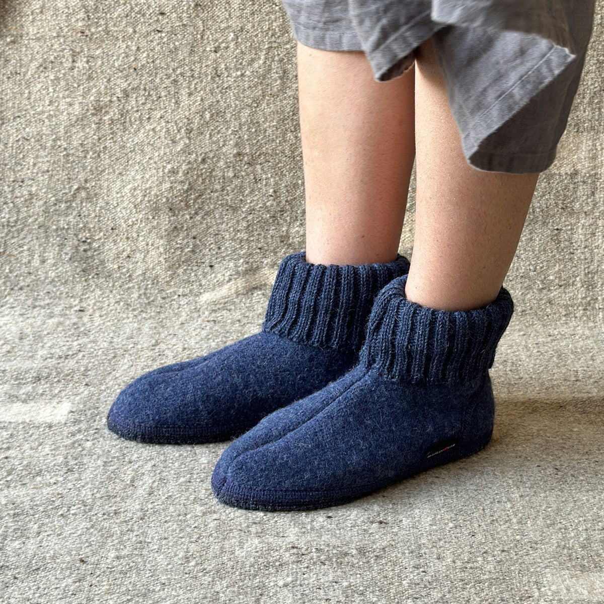 Boiled Wool Slipper Boots - Karl - Denim (Adults 36-46)