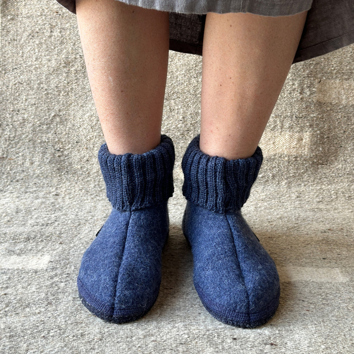 Boiled Wool Slipper Boots - Karl - Denim (Adults 36-46)
