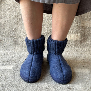 Boiled Wool Slipper Boots - Karl - Denim (Adults 36-42)