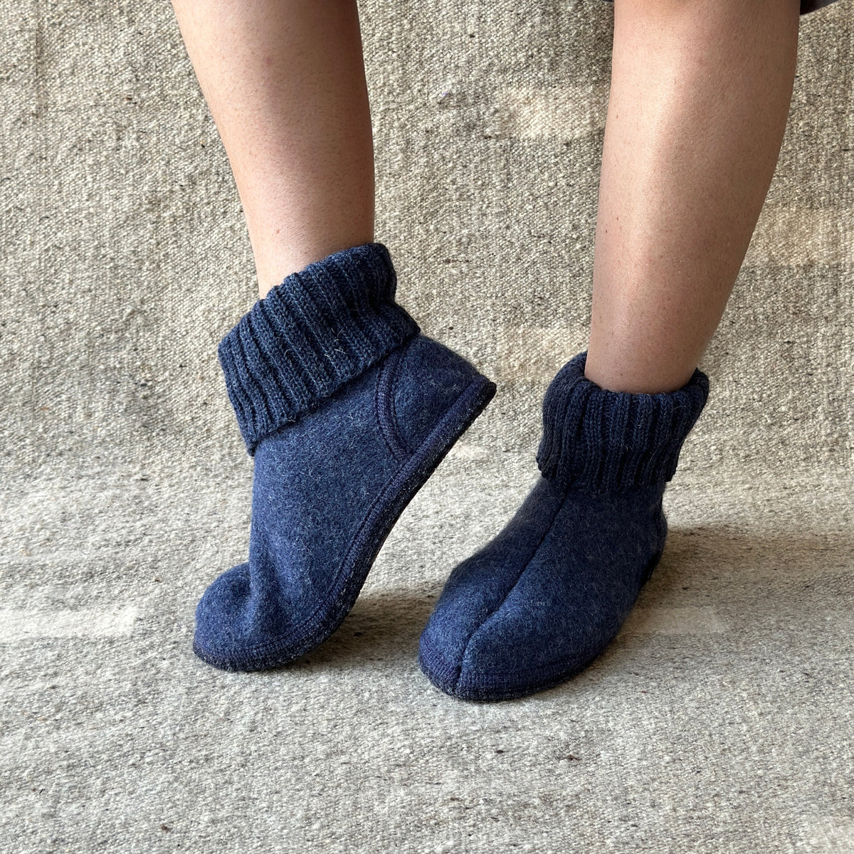 Boiled Wool Slipper Boots - Karl - Denim (Adults 36-46)