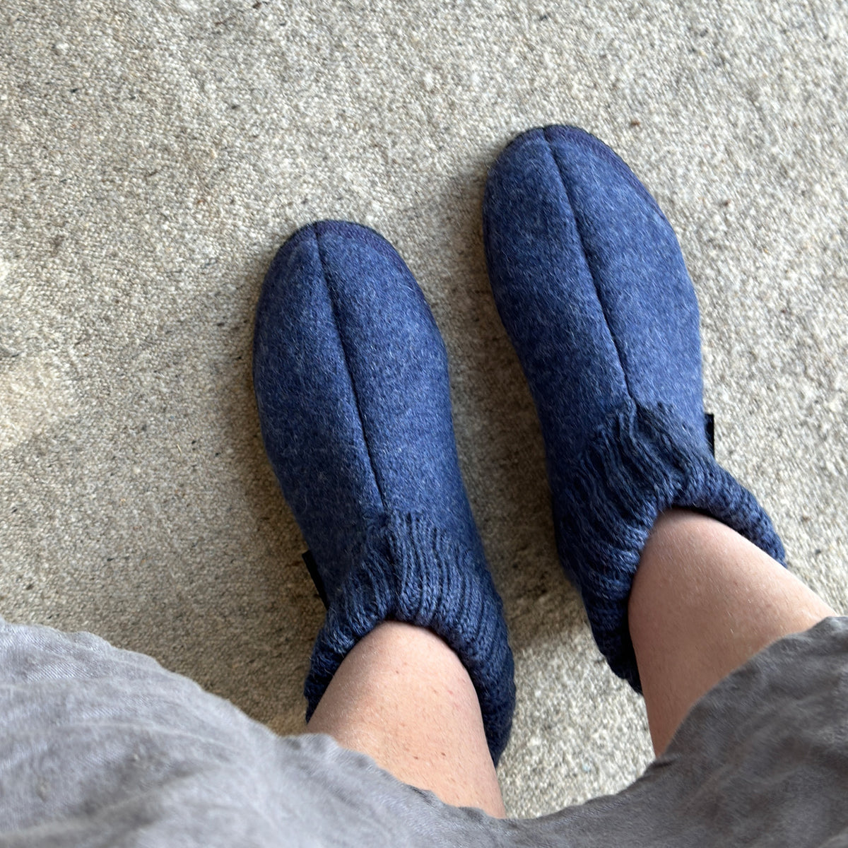 Boiled Wool Slipper Boots - Karl - Denim (Adults 36-46)
