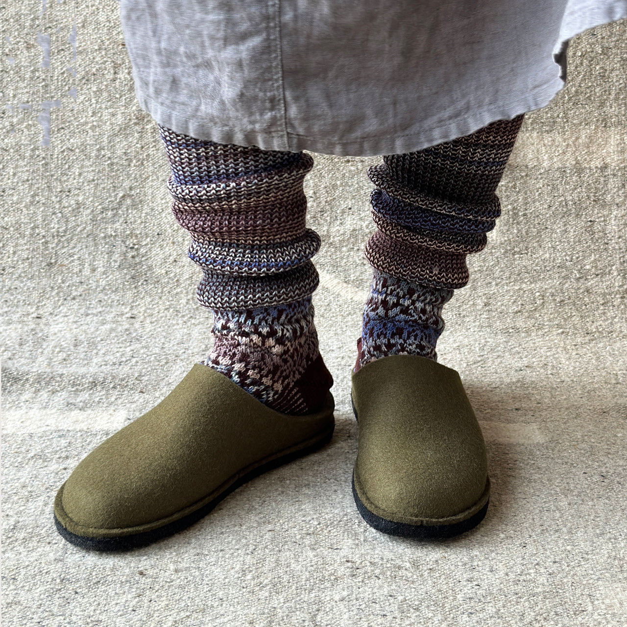 Wool Felt Slippers - Flair Soft - Olive AW24 (Adults 36-41)