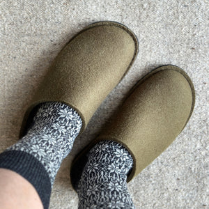 Wool Felt Slippers - Flair Soft - Olive (Adults 36-42)