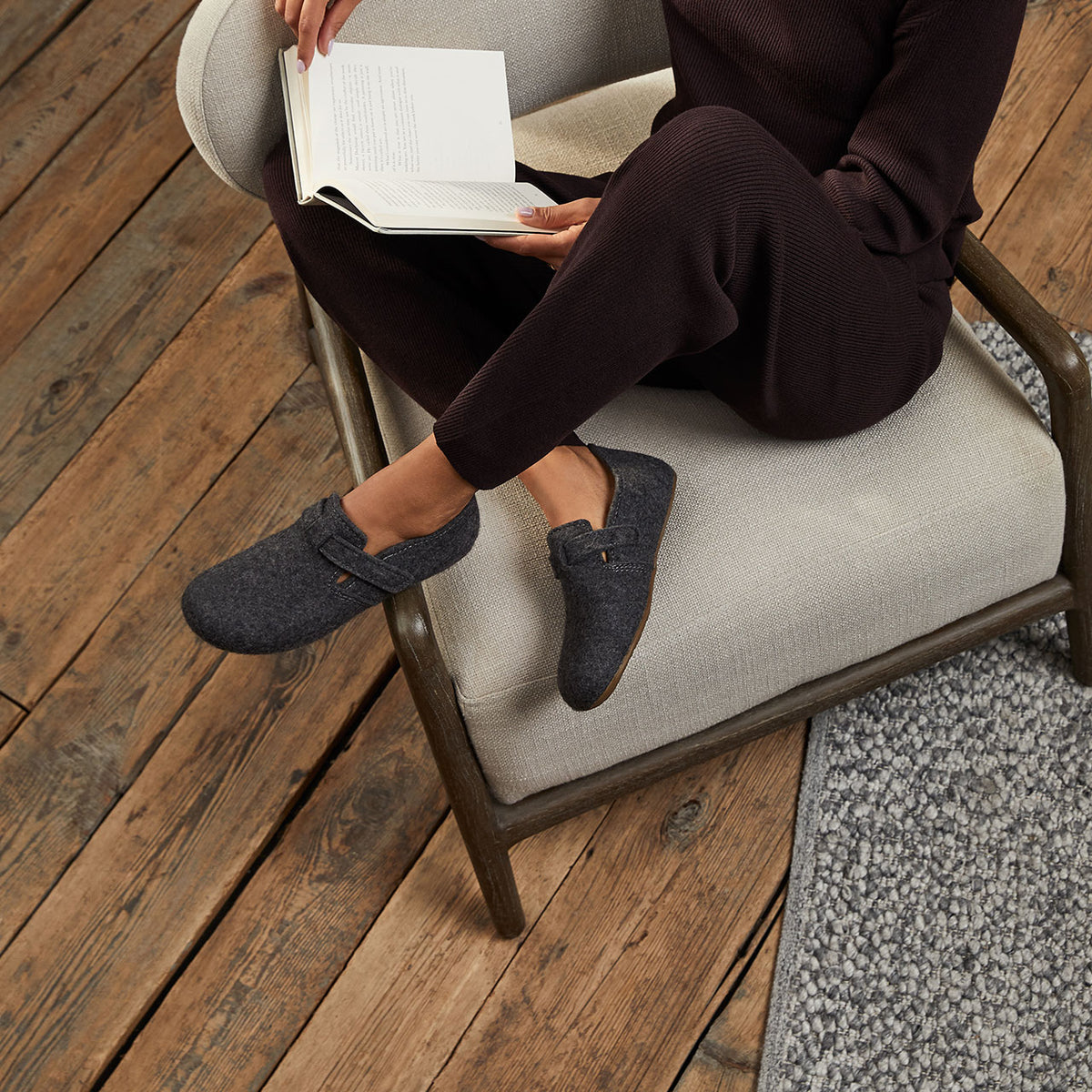 Wool Felt House Shoes - Everest Focus - Anthracite (Adults 36-43)