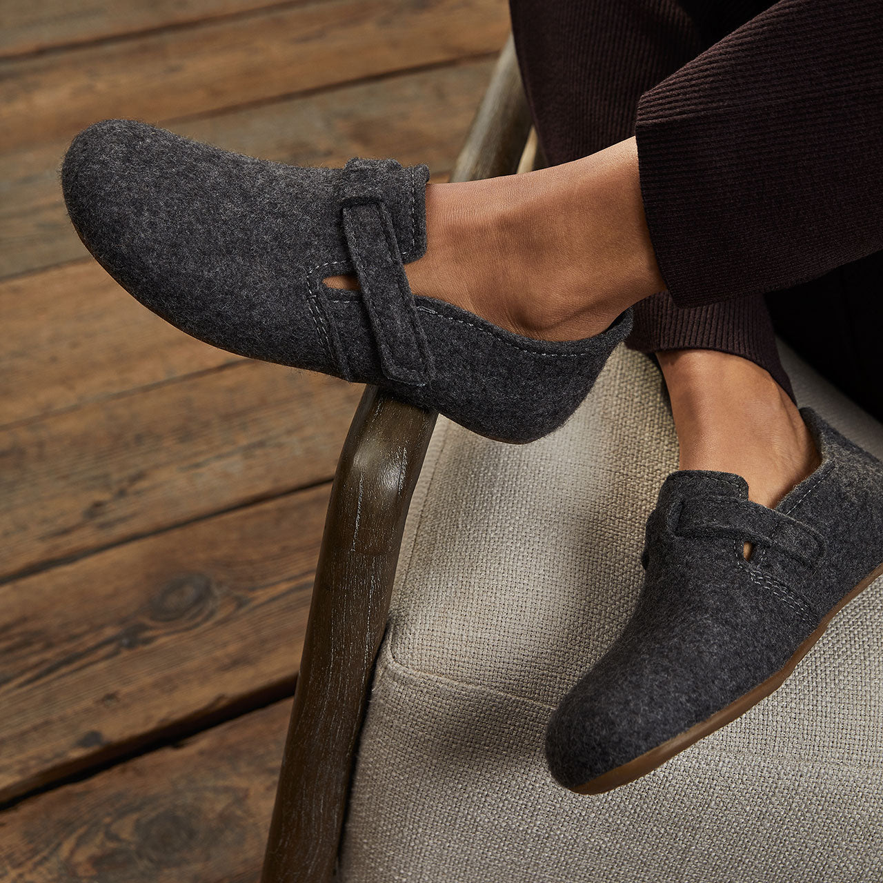 Wool Felt House Shoes - Everest Focus - Anthracite (Adults 36-43)