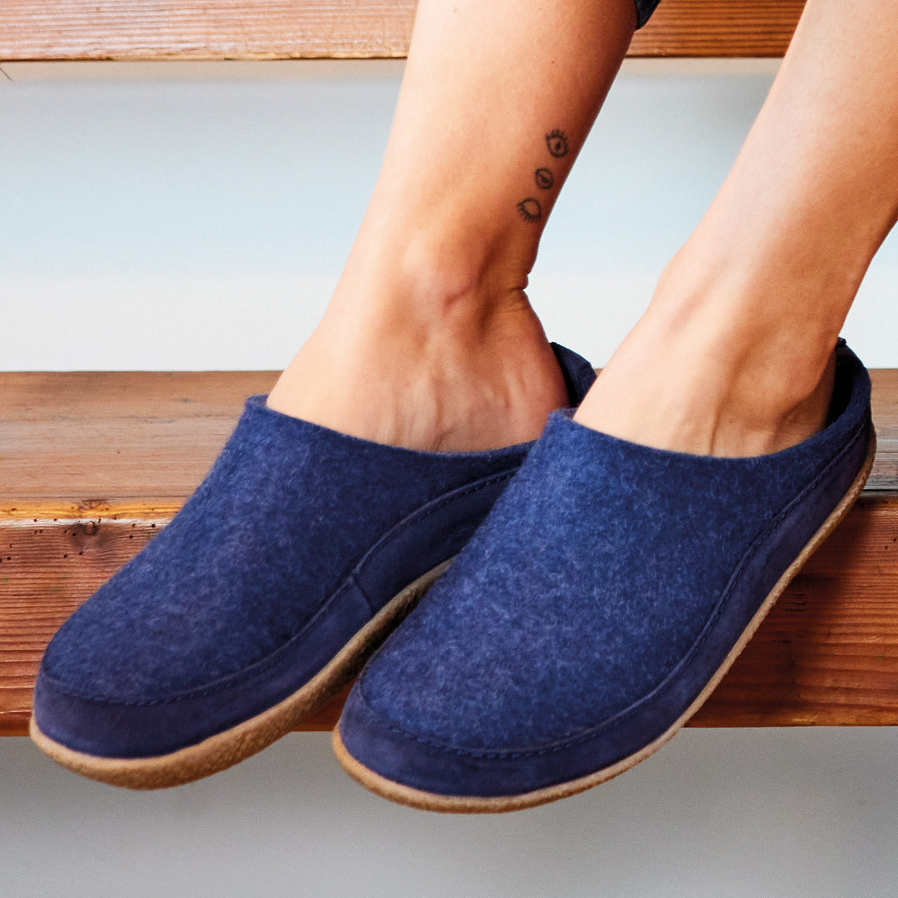 Wool Felt Slippers - Blizzard - Denim AW23 (EU 46) *Last Ones!