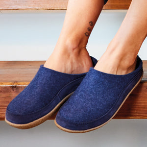 Wool Felt Slippers - Blizzard - Denim AW23 (EU 46) *Last Ones!