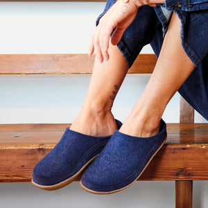 Wool Felt Slippers - Blizzard - Denim AW23 (EU 46) *Last Ones!