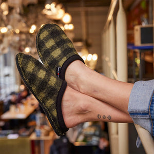 Boiled Wool Slippers - Flair Plaid - Ocean AW24 (Adults 36-46)