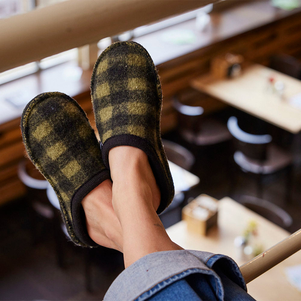 Boiled Wool Slippers - Flair Plaid - Schwarz AW24 (Adults 36, 37) *Last ones