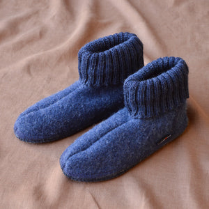 Boiled Wool Slipper Boots - Karl - Denim (Adults 36-42)