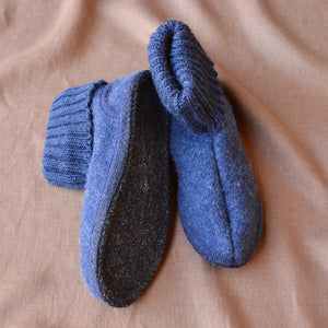 Boiled Wool Slipper Boots - Karl - Denim (Adults 36-46)