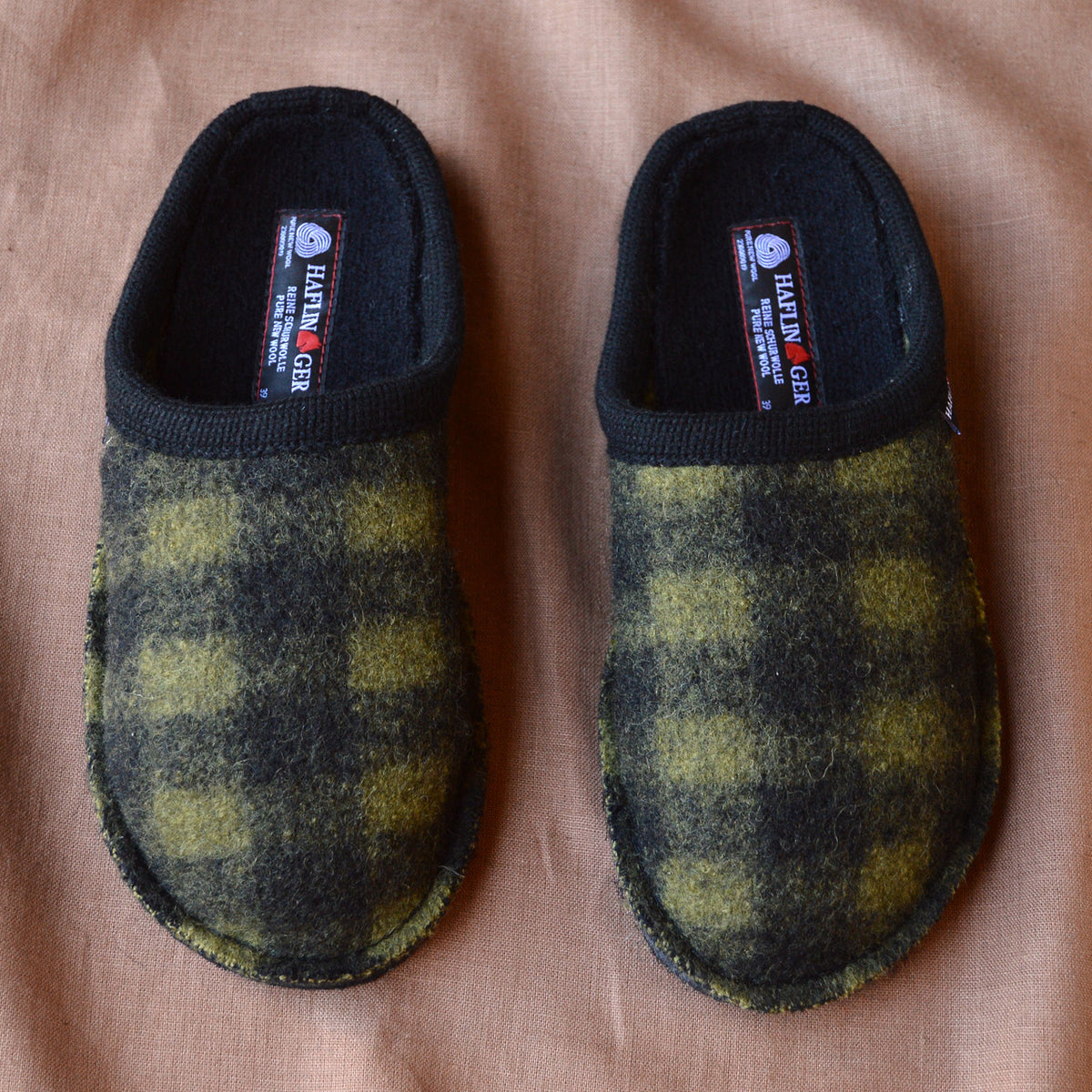 Boiled Wool Slippers - Flair Plaid - Schwarz AW24 (Adults 36, 37) *Last ones