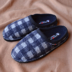 Boiled Wool Slippers - Flair Plaid - Ocean (Adults 36-46)