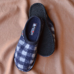 Boiled Wool Slippers - Flair Plaid - Ocean AW24 (Adults 36-46)