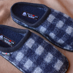 Boiled Wool Slippers - Flair Plaid - Ocean (Adults 36-46)