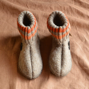 Boiled Wool Slipper Boots - Paul - Taupe (Kids 21-35)