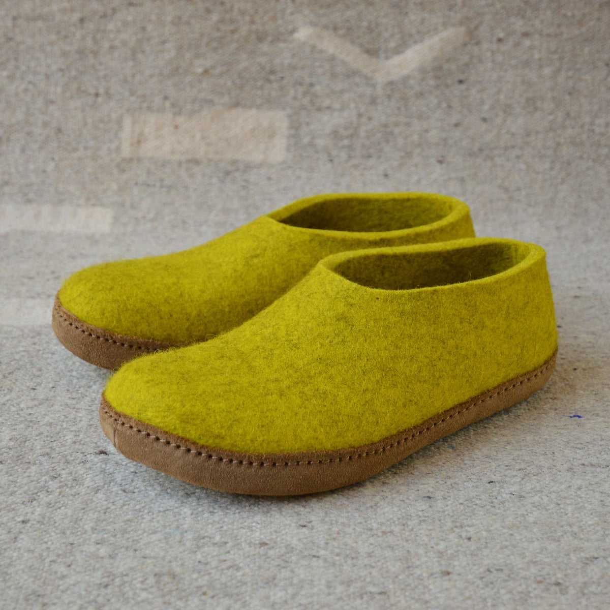 Unisex Wool Felt Moccasin with Leather Sole - Limone (36-43)