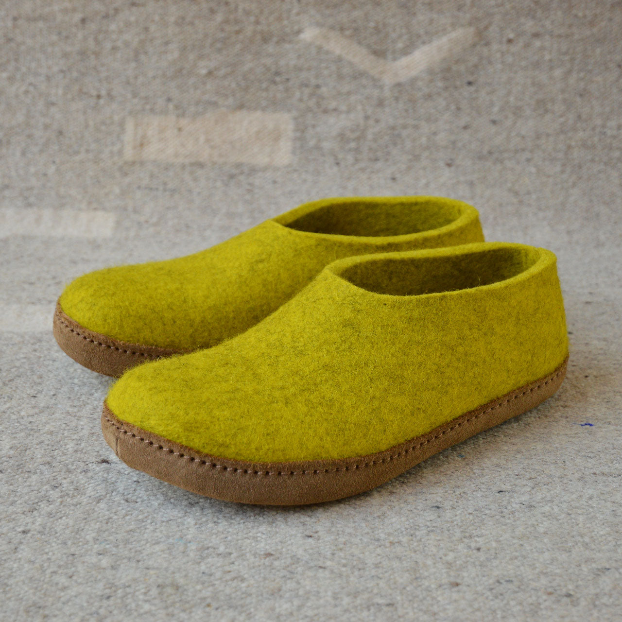 Unisex Wool Felt Moccasin with Leather Sole - Limone (36-43)