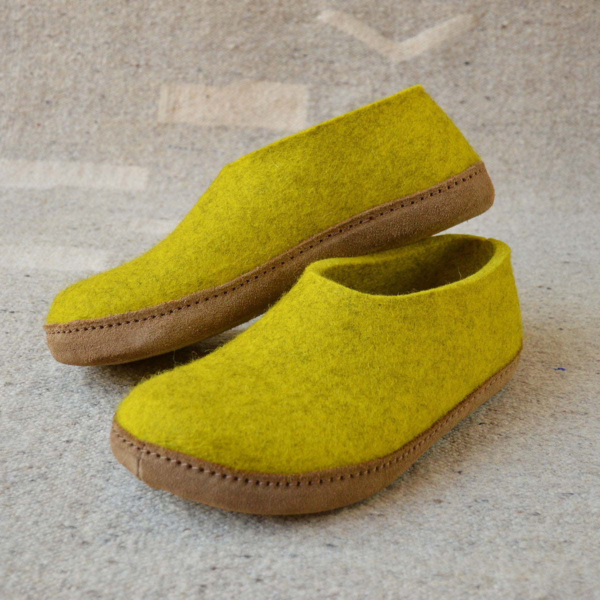 Unisex Wool Felt Moccasin with Leather Sole - Limone (36-43)