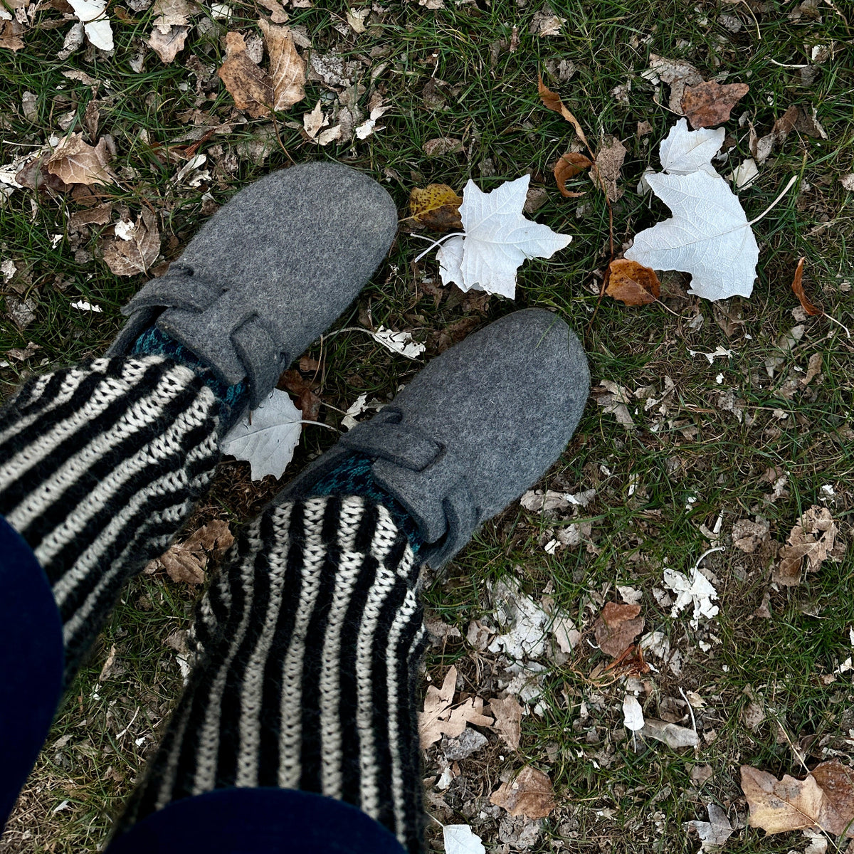 Brioche Legwarmers - 100% Chunky Highland Wool - Black/Ecru (Child-Adult)