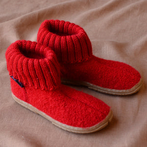 Boiled Wool Slipper Boots - Toni - Rubin (Kids 23-35)