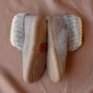 Boiled Wool Slipper Boots - Yuki - Taupe (Kids 23-35)