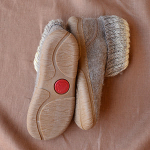 Boiled Wool Slipper Boots - Yuki - Taupe AW24 (Kids 30, 31) *Last ones