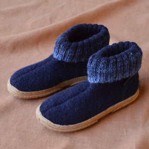 Boiled Wool Slipper Boots - Yuki - Midnight (Kids 23-35)