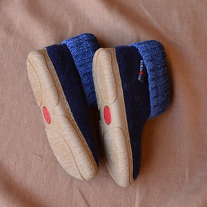Boiled Wool Slipper Boots - Yuki - Midnight (Kids 23-35)