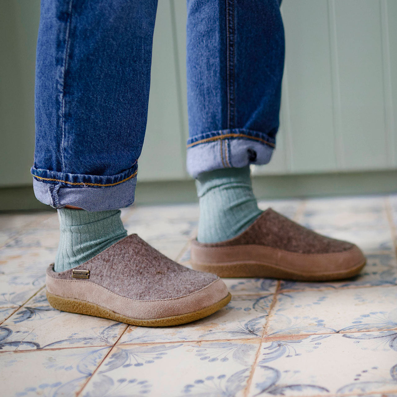 Wool Felt Slippers - Blizzard - Taupe (Adults 36-46) *Restocking Feb