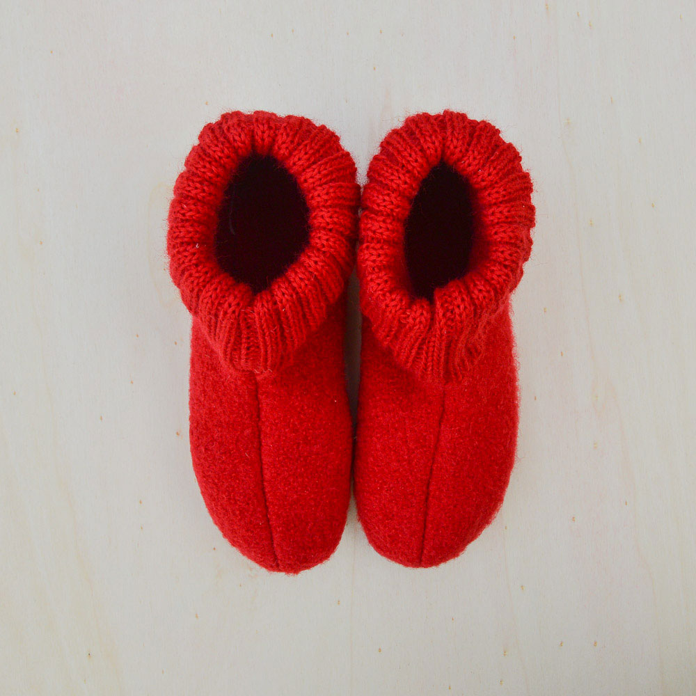 Boiled Wool Slipper Boots - Karlo - Red (Kids 23-35) *Pre-Orders open Jan