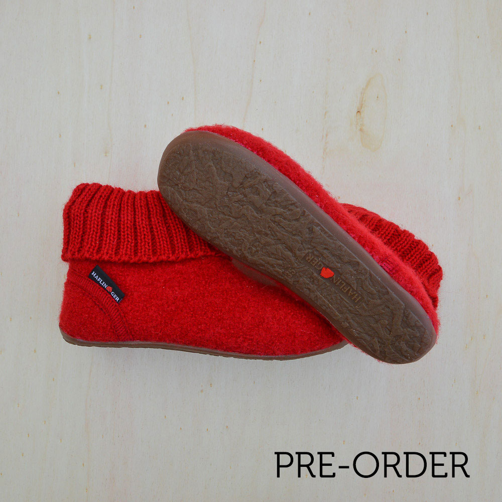 Boiled Wool Slipper Boots - Karlo - Red (Kids 23-35) *Pre-Orders open Jan
