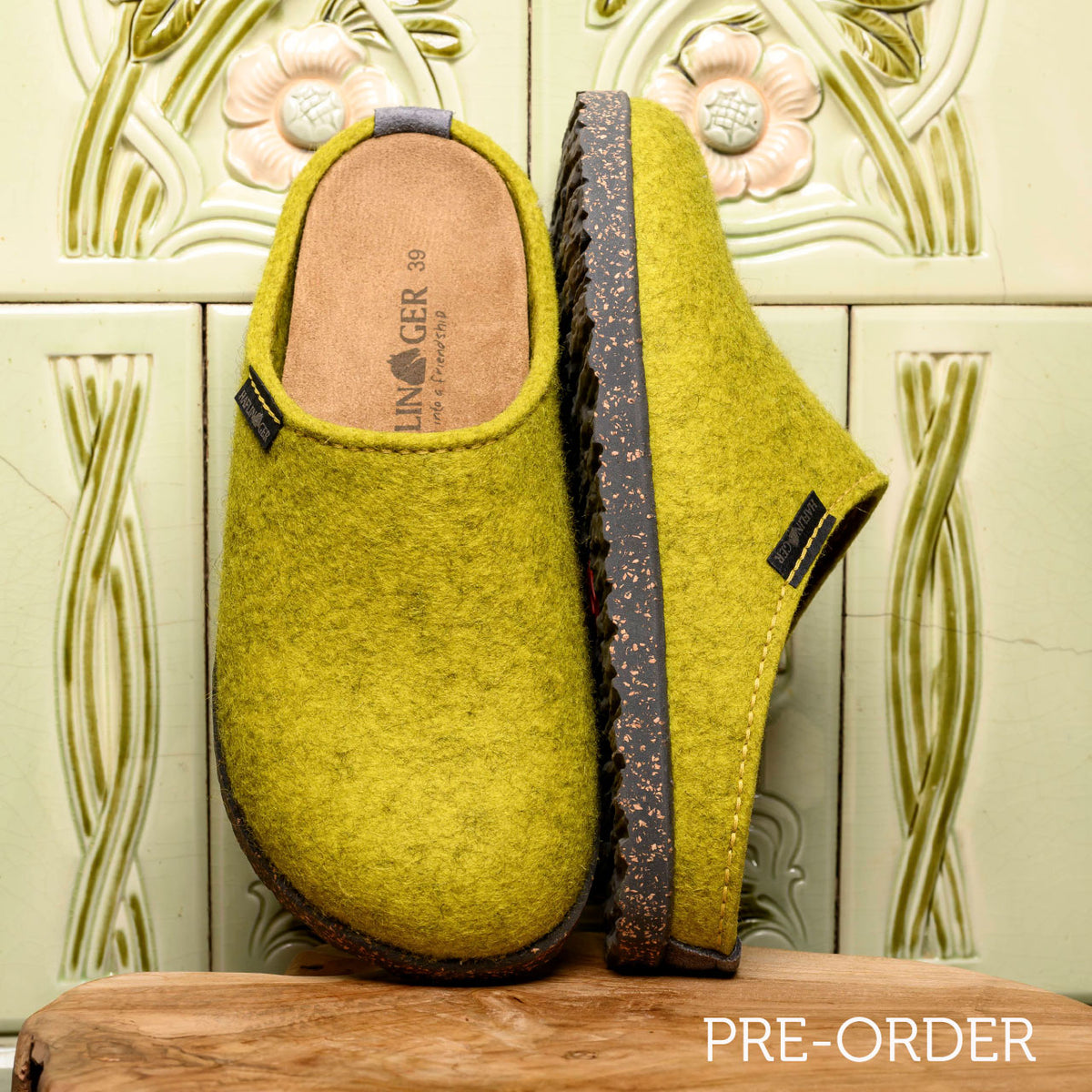 Haflinger Wool Felt Clogs - Manhattan - Limone (Adults 36-43) *Pre-Orders open Jan