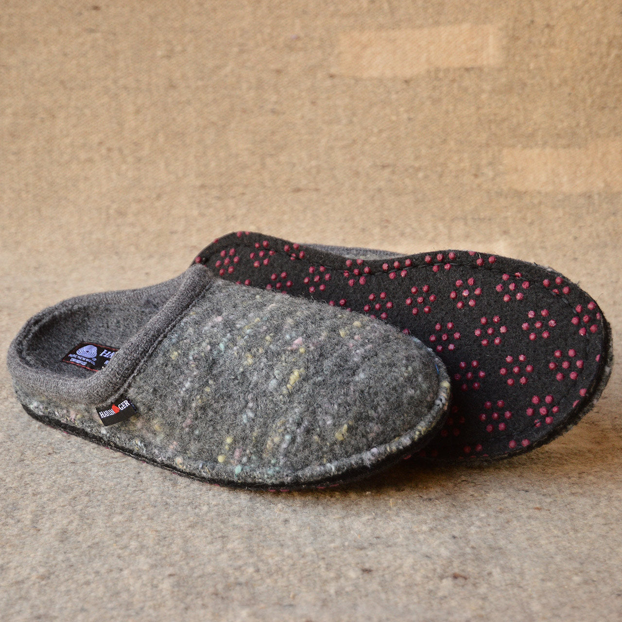 Boiled Wool Slippers - Flair Enjoy - Grey Multi (Adults 36-46)