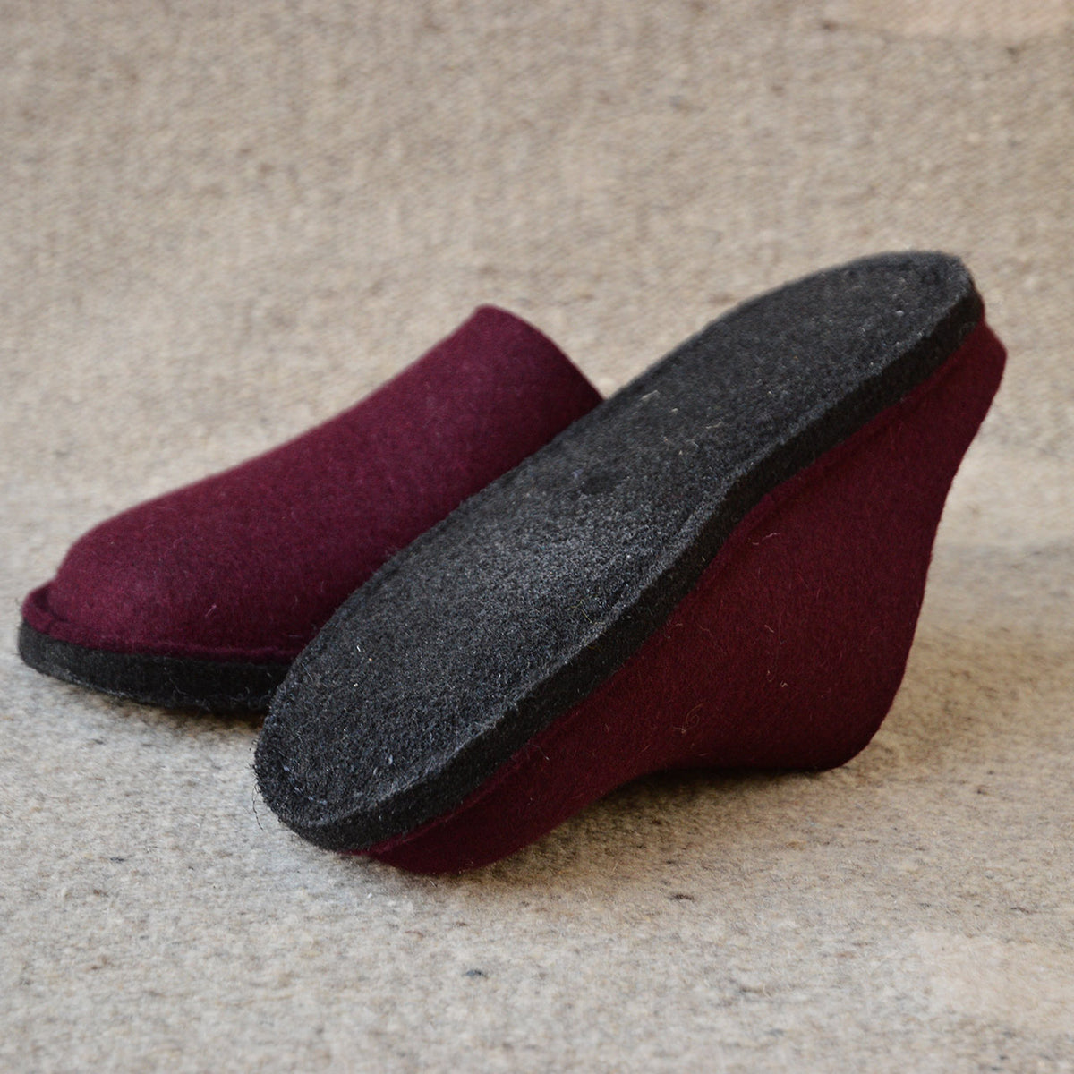Wool Felt Slippers - Flair Soft - Bordeaux (Adults 36-43)