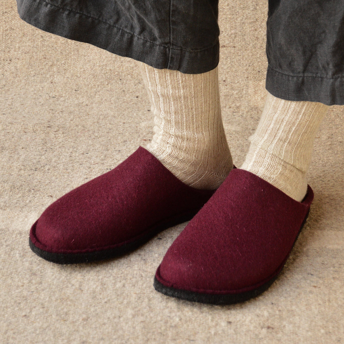 Wool Felt Slippers - Flair Soft - Bordeaux (Adults 36-43)