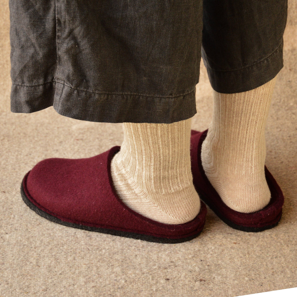 Wool Felt Slippers - Flair Soft - Bordeaux (Adults 36-43)